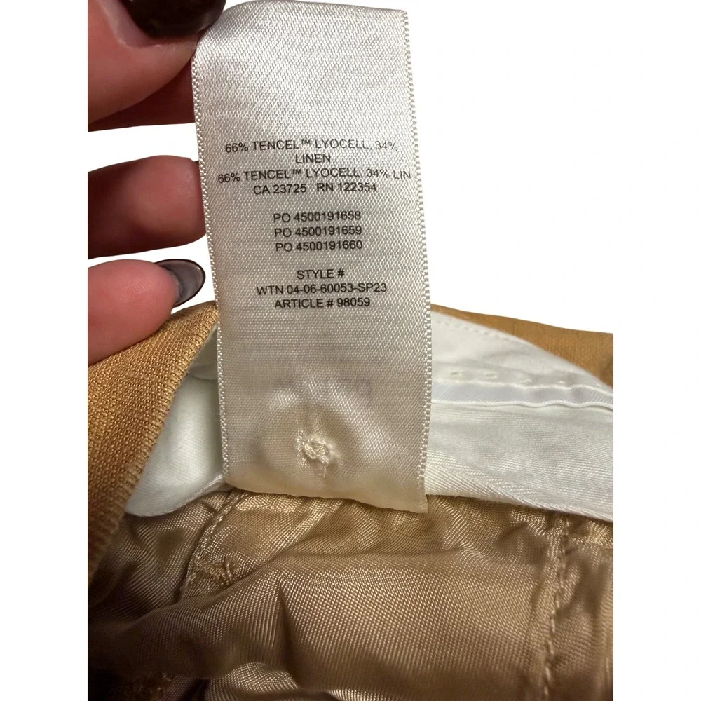 Wilfred Aritzia Carrot Linen Blend High Waisted Pants Size 0 Sandy Beige